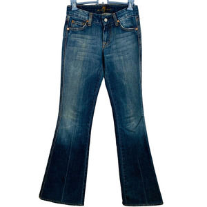 Womens 24 7 for All Mankind Jeans A Pocket Flare Stretch Medium Wash Blue